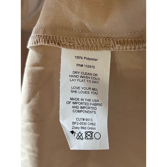 Show Me Your Mumu Zoey Midi Dress in Champagne Luxe Satin M - Picture 9 of 10